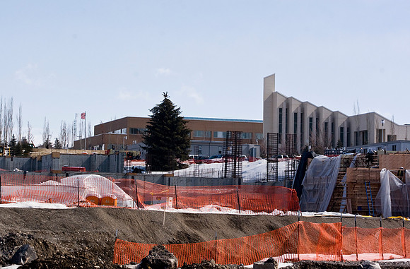 Construction on the Auditorium, later named the BYU-Idaho Center.