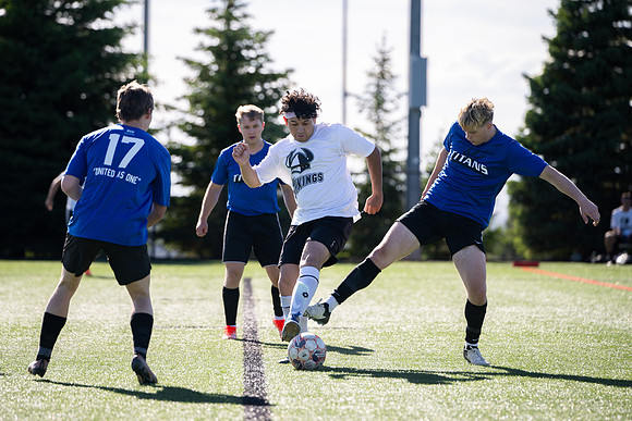 Men's Spring Competitive Soccer Quarterfinals. Vikings (3) vs Titans (0).