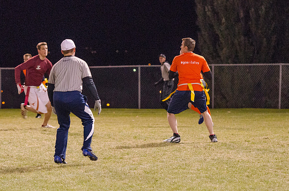 BYU-Idaho students play flag football with the rec sports program on BYU-Idaho campus