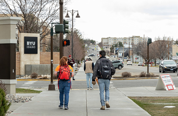 Mentors walking around campus.