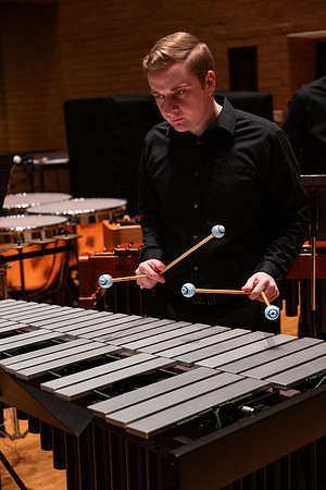 BYUI Percussion rehearsing before a a concert.