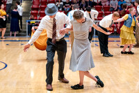 Students perform in a dance competition at the Hart Auditorium.