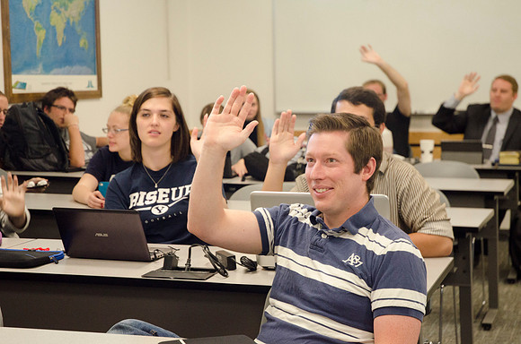 Matt Miles teaches a history class.