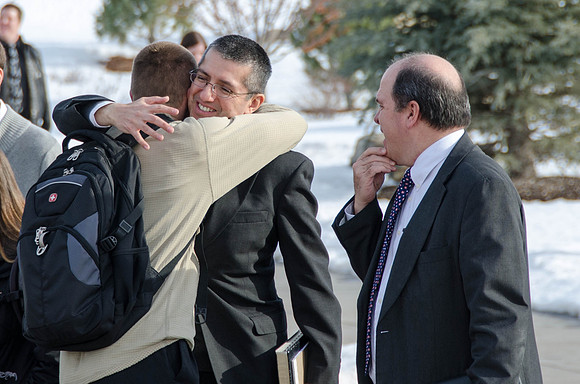Students at Brigham Young University-Idaho come to devotional to listen to speaker, Kim B. Clark, address students in the new semester.