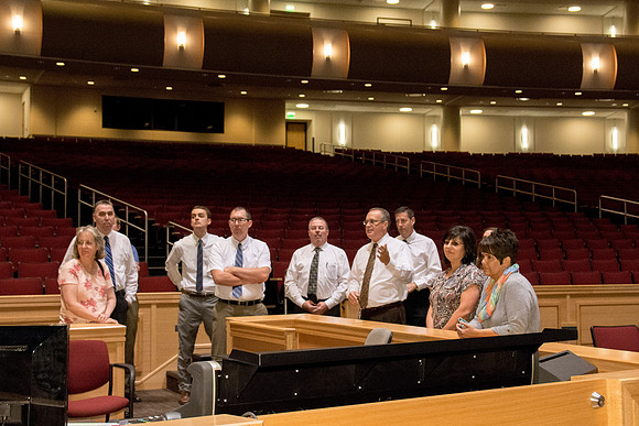 Human Resources takes new employees on a tour of the BYU-Idaho Center.