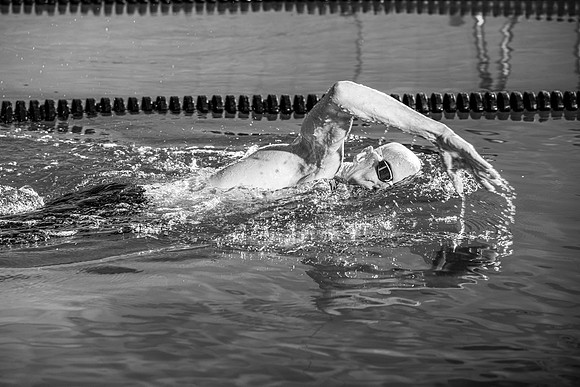 Swimming Pool fitness banner photoshoot.