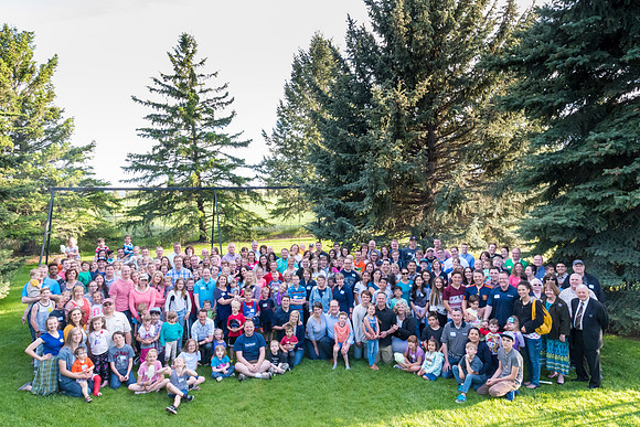 Pathway Worldwide employees and their families gather for a social in Rexburg. 2017