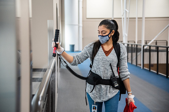 Students sanitizing Oct 2020
