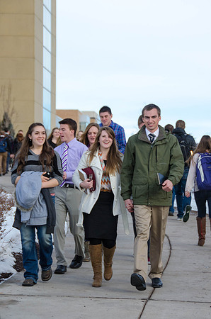 Students at Brigham Young University-Idaho come to devotional to listen to speaker, Kim B. Clark, address students in the new semester.