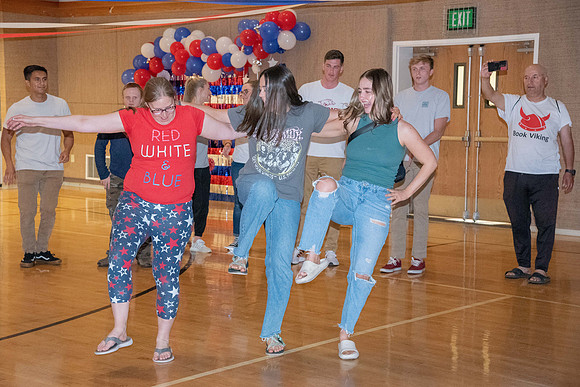 A Fourth of July party at the Hinckley Gym.