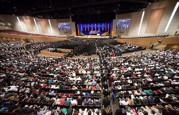 Graduates begin the recessional march. Photo by Leanna Davidson