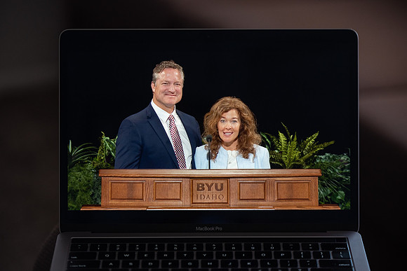 Elder Jeremy R. and Sister Amy Stewart Jaggi give a devotional at BYUI in the Spring 2021 Semester.