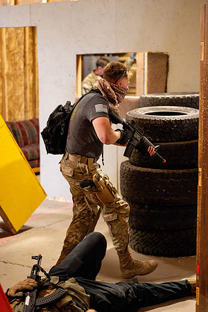 ROTC practices military tatics in an Advantage Airsoft facility.