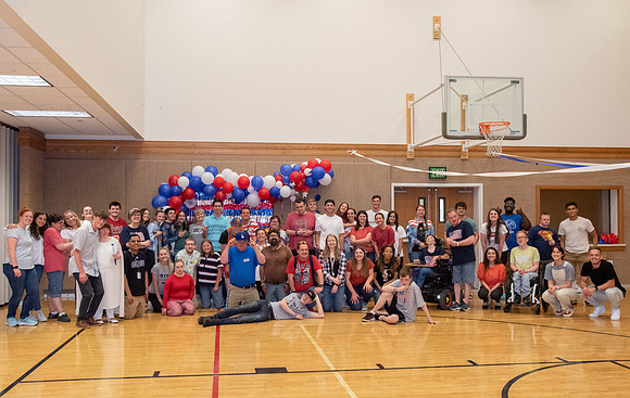 A Fourth of July party at the Hinckley Gym.