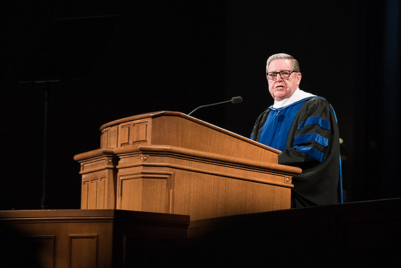 BYU-Idaho Commencement, Elder Jeffrey R. Holland addressing the graduates. Winter Semester