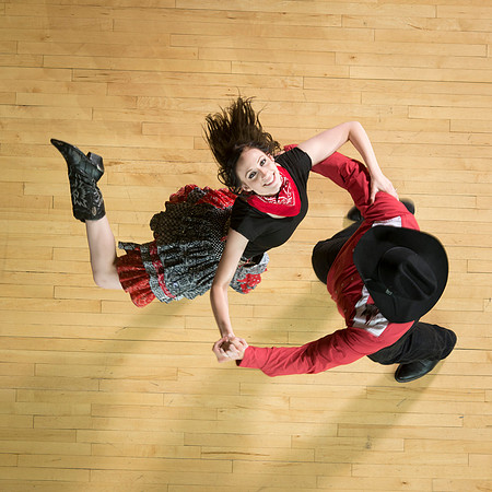 Marketing photos shot from the catwalk in the Hart Gym for their upcoming tour.