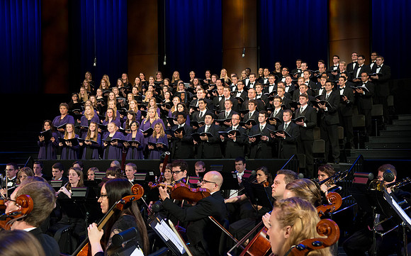 A BYU-Idaho Sacred Music Production performed in the BYU-Idaho Center, conducted by Dallin Hansen and written by Daniel Gawthrop.