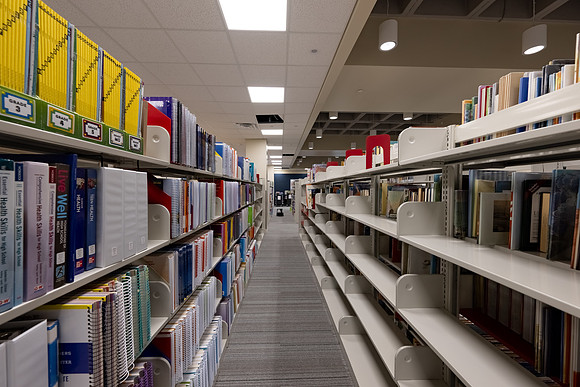 Interior of the David O. McKay Library during the final stages of construction for the second and third floors.