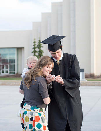 Graduates and family enjoy time between Commencement and Convocation. Photo by Leanna Davidson