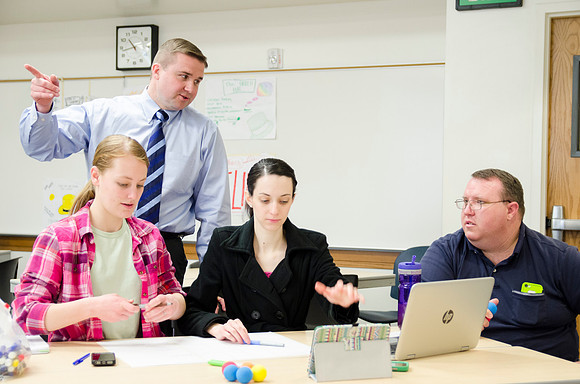 Jeff Pulsipher, of the Teacher Education Falcuty, instructs his Elementary Education Practicum Class.