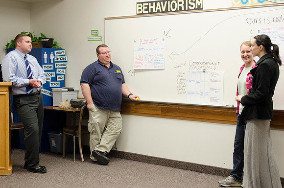 Jeff Pulsipher, of the Teacher Education Falcuty, instructs his Elementary Education Practicum Class.