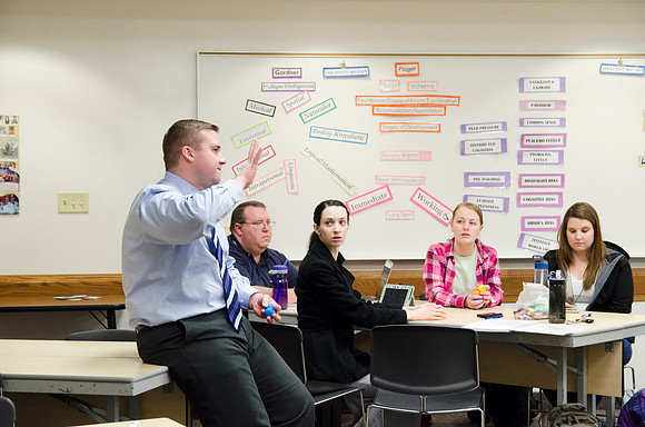 Jeff Pulsipher, of the Teacher Education Falcuty, instructs his Elementary Education Practicum Class.