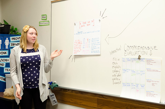 Jeff Pulsipher, of the Teacher Education Falcuty, instructs his Elementary Education Practicum Class.