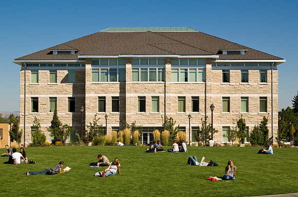 It is not uncommon to see students relaxing on the Spori Quad soaking in the Rexburg sun.