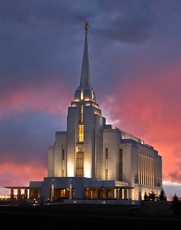 Rexburg temple at sunset 2006