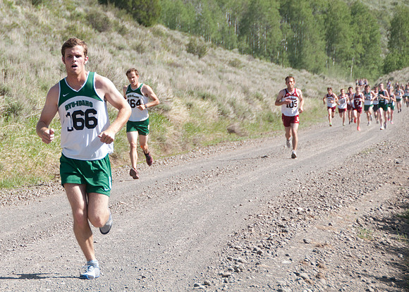 Student Dallin Weeks shown here leading the Green Canyon Cross Country Race.
