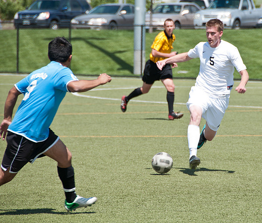 Students participating in a competitive soccer game on one of BYU-Idaho�s beautiful turf fields.
