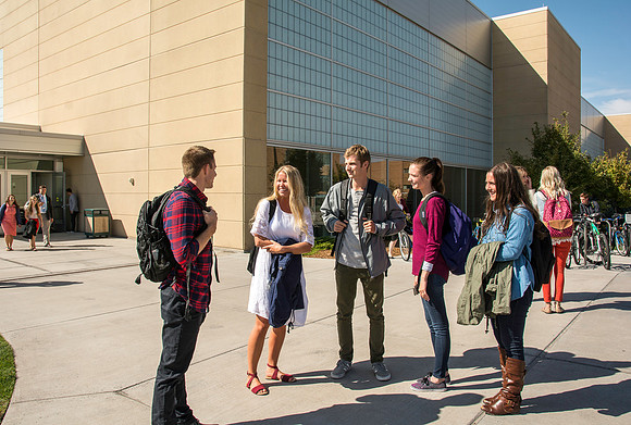 Students leaving the BYUI-Center after the first devotional of the Fall 2016 semester.