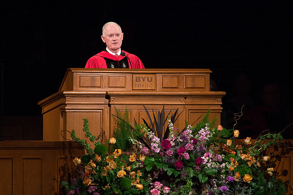 Elder Kim B. Clark, Commissioner of Church Education speaks at BYU-Idaho Commencement.