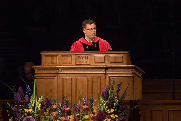 President Clark G. Gilbert opens the Commencement.