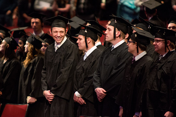 Graduates wait for Commencement to begin. Photo by Courtney Thomas.