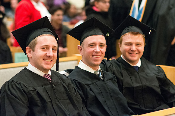 Graduates wait patiently for the College of Physical Sciences and Engineering Convocation to begin. Photo by Courtney Thomas.