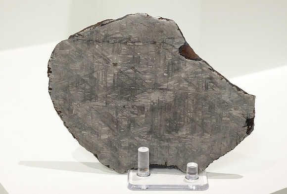 The displays will also include rocks like this one. Here we see an Iron Meteorite.