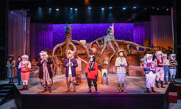 The theatre department's dress rehearsal of the Wind in the Willows in the Snow Drama Theatre.