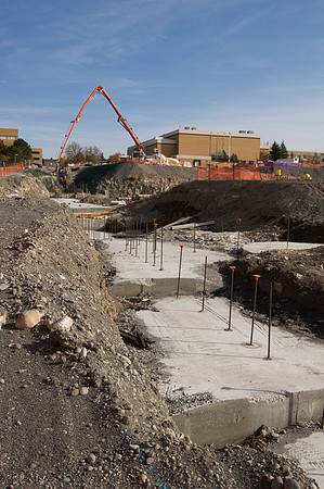 Construction on the Auditorium, later named the BYU-Idaho Center.