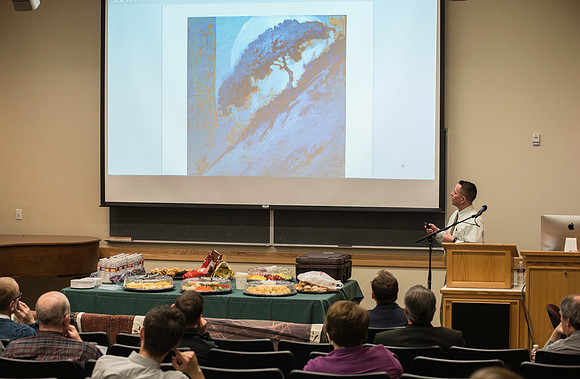 Wade Huntsman presents at the Performing and Visual Arts Colloquium.