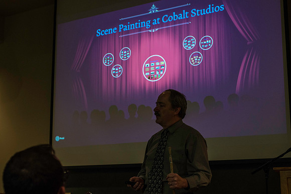 Gary Benson presents at the Performing and Visual Arts Colloquium.