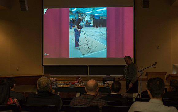 Gary Benson presents at the Performing and Visual Arts Colloquium.