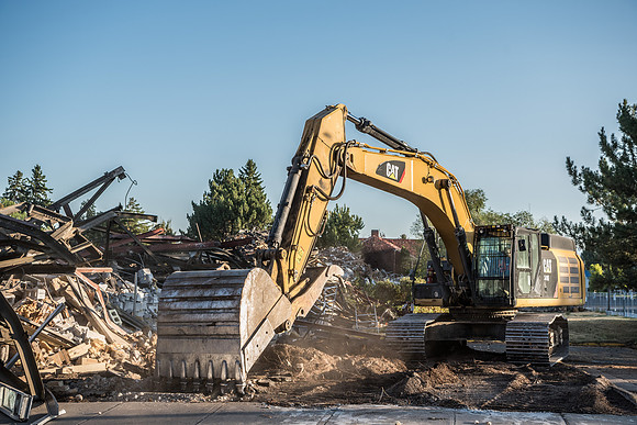 Big D Construction demolishing the Kirkham building during Summer break.