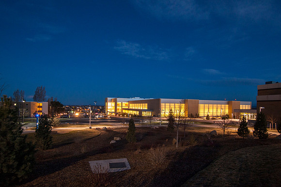 The BYU-Idaho I-Center early in the morning before sunrise.