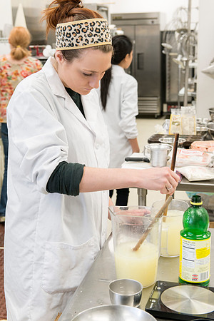 Students prepare food for taste testing in the Food Science Lab. This new major teaches students the science behind everyday foods. Instructors Neal Ricks and Kerry Huber.