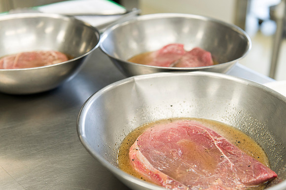 Students prepare food for taste testing in the Food Science Lab. This new major teaches students the science behind everyday foods. Instructors Neal Ricks and Kerry Huber.