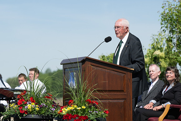 Teton River Temple Groundbreaking ceremony on a beautiful clear morning in North Rexburg, Idaho.