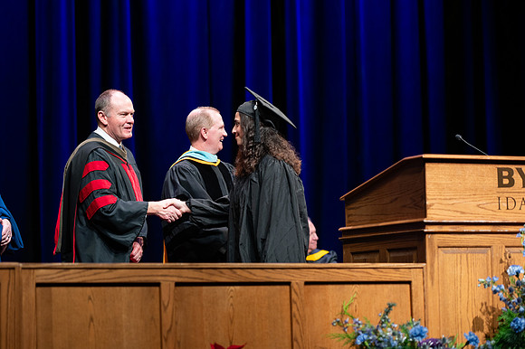 Graduates during convocation for the College of Physical Science and Engineering.