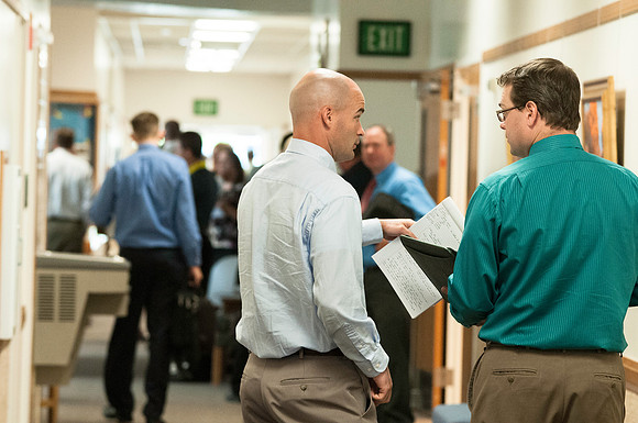 The Faculty Conference held in the Hinckley Building is a forum for academic dialogue. It began with keynote speaker Ann Marie Harmon, then separated into various classes and concluded with various ex