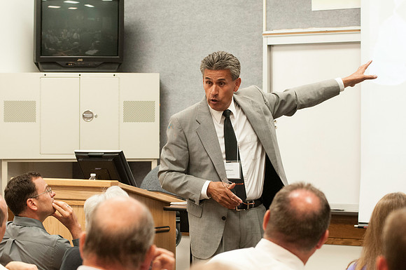 The Faculty Conference held in the Hinckley Building is a forum for academic dialogue. It began with keynote speaker Ann Marie Harmon, then separated into various classes and concluded with various ex